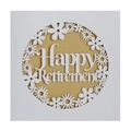 Elegante lasergeschnittene Happy Retirement Karte mit Gänseblümchen-Motiv - Weiße Hülle + Kraftpapier Innenseite