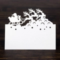 Détail du marque-place de Noël découpé au laser avec rennes et Père Noël sur papier blanc - 10*10CM / Blanc