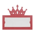 Detail of red glitter crown place card holder with white insert for wedding tables - Pearlescent Red