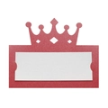 Détail du marque-place découpé au laser en forme de couronne avec insert blanc - 10*10CM / Rouge Perlé