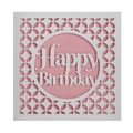 Biglietto di compleanno intagliato al laser in carta perlata bianca con inserto rosa - N. 2 Pagina Interna Rosa