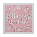 Laser-cut Happy Birthday card featuring elegant butterfly and floral patterns on pink base - Pink Inner Page