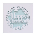 Detail of laser-cut white paper Happy Retirement card with floral pattern and blue layer - White Cover + Pearl Light Blue Inner