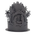 Nativity Scene Christmas silhouette paper lamp shade with camel and palm tree cutouts - Black