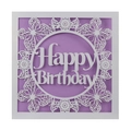 Laser cut white Happy Birthday butterfly invitation card with elegant floral patterns - Purple Inner Page
