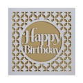 Biglietto d'auguri Happy Birthday intagliato al laser con motivi floreali su carta kraft - Pagina Interna in Carta Kraft
