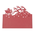 Détail de la carte de table de Noël découpée au laser avec renne et Père Noël rouge - 10*10CM / Rouge Perlé