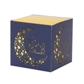 Dark blue laser cut moon and mosque gift box with gold interior for festive celebrations - Magic Blue / 5*5*8CM