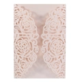 Elegant laser cut pearl paper wedding invitation cover with rose pattern in light pink - Nude Pink