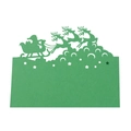 Marque-place de Noël en papier vert découpé au laser avec traîneau du Père Noël et rennes - 10*10CM / Vert Foncé