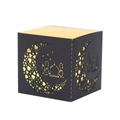 Ramadan gift box with crescent heart and mosque cutouts in black and gold finish - Black / 5*5*8CM