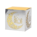 Gold and silver hollow candy box with Ramadan moon and heart laser-cut patterns - Reflective Silver / 5*5*8CM