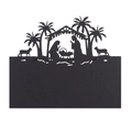 Lasergeschnittene schwarze Platzkarte mit Krippen-Silhouette für Weihnachts-Tischdeko - 10*10CM / Schwarz Khaki