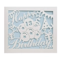 Laser-cut white 13th happy birthday card with festive balloons and stars on blue background - Age 13 Blue Inner Page (HK-598)