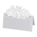Détail du marque-place blanc découpé au laser avec motif floral élégant pour mariage - 10*10CM / Blanc