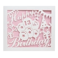 Detail of laser-cut Happy 13th Birthday card with pink insert and balloon motifs - Age 13 Pink Inner Page (HK-598)