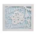 Laser-cut 21st birthday card with hollow Happy Birthday text and party elements - 21st Birthday Blue Inner Page (HK-600)