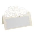 Détail de la rose rose découpée au laser sur papier perlé pour marque-place de mariage - 10*10CM / Ivoire