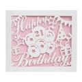 Close-up of laser-cut 21st Birthday card with Happy Birthday text and balloon details - 21st Birthday Pink Inner Page (HK-600)
