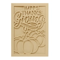 Détail d'une carte de Thanksgiving découpée au laser avec motif de citrouille - Beige Or