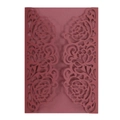 Burgundy laser cut rose floral invitation cover with pearlescent finish for weddings - Dark Red