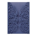 Detailed laser-cut rose pattern on premium pearlescent navy blue invitation covers - Ink Blue