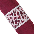 Laser-cut black hollow napkin ring with geometric patterns for wedding and banquet table decor - White