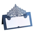 Navy blue laser cut wedding place card with pearlescent finish and white inner card - Magic Blue