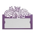 Elegant purple laser cut rose table place card with white blank insert for weddings - 10*10CM / Deep purple