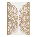 Elegant gold glitter laser cut invitation card with intricate rose pattern and inner paper - Glitter Golden Yellow