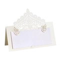 Elegant laser cut lace place card in pearl white for wedding and banquet table setting - Ivory