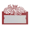 Red laser cut rose floral place card with pearlescent white paper insert for weddings - 10*10CM / Pearlescent Red