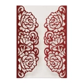 Gatefold red glitter laser-cut invitation card with elegant rose floral hollow design - Glitter Red