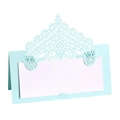 Light blue laser-cut lace place card with white insert for wedding table seat names - Light Blue