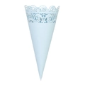 Elegante cono per coriandoli blu chiaro con pizzo tagliato al laser per matrimoni - 120g / Blu Chiaro