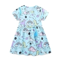 Robe d'été à manches courtes pour filles en bleu clair avec motifs licorne et arc-en-ciel - 3Y(90cm) / Bleu Clair Dessin Animé (1614)