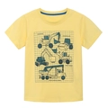 T-shirt jaune en coton pour garçon avec motifs de véhicules de chantier excavateurs - 2Y(90cm) / Style Diagramme Véhicules Chantier (5231)