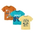 Lot de trois t-shirts en coton pour garçons avec motifs de camions de chantier en couleur - 2Y(90cm) / Style Ensemble Trois Pièces (5217+5227+5231)