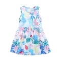 Girls summer sleeveless white dress with colorful tropical leopard and butterfly prints - 3Y(90cm) / White Tropical Print