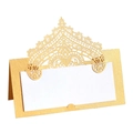 Elegante segnaposto in pizzo dorato tagliato al laser con inserto bianco per matrimoni - Oro