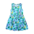 Robe d'été sans manches pour filles bleu ciel avec imprimé tropical perroquet et feuilles - 5Y(110cm) / Style à Imprimé Tropical (1622)