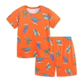 Ensemble de pyjama d'été orange pour enfants avec motifs dinosaures et skateboards - Imprimé Dinosaure Skateboard Orange / 3Y