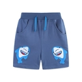 Pantaloncini blu navy per bambini in cotone con ricamo a squalo e coulisse in vita regolabile - 2Y(90cm) / Pantaloncini Ricamo Squalo (3140)