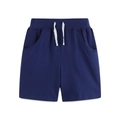 Pantalón corto de punto azul marino para niños con cintura elástica y cordón blanco - Solo Pantalones Cortos Azul Oscuro (Sin Camiseta) / 2Y(90cm)