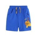 Royal blue cotton kids knit shorts with cute lion embroidery and yellow drawstring - Shorts Only (Without T-Shirt) (3101)