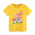 Camiseta amarilla de algodón para niña con estampado de setas de dibujos animados y mariposa - 2Y(90cm) / Amarillo