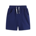Kids navy blue knit shorts with comfortable elastic waistband and white contrast drawstring - 2Y(90cm) / Dark Blue (Shorts Only 3094)
