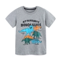 Kinder T-Shirt in Grau mit Dinosaurier-Grafik und bunten Illustrationen für Jungen - 2Y(90cm) / Grau Dinosaurier Druck Kurzarm T-Shirt