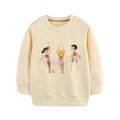 Felpa da bambina bianco crema con stampe di ballerine e polsini in costina - Ragazza Ballerina Stampa Crema (8263) / 2Y(90cm)