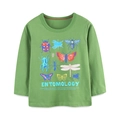 Kids long sleeve T-shirt in grass green featuring colorful entomology insect prints - Grass Green (5378) / 2Y(90cm)